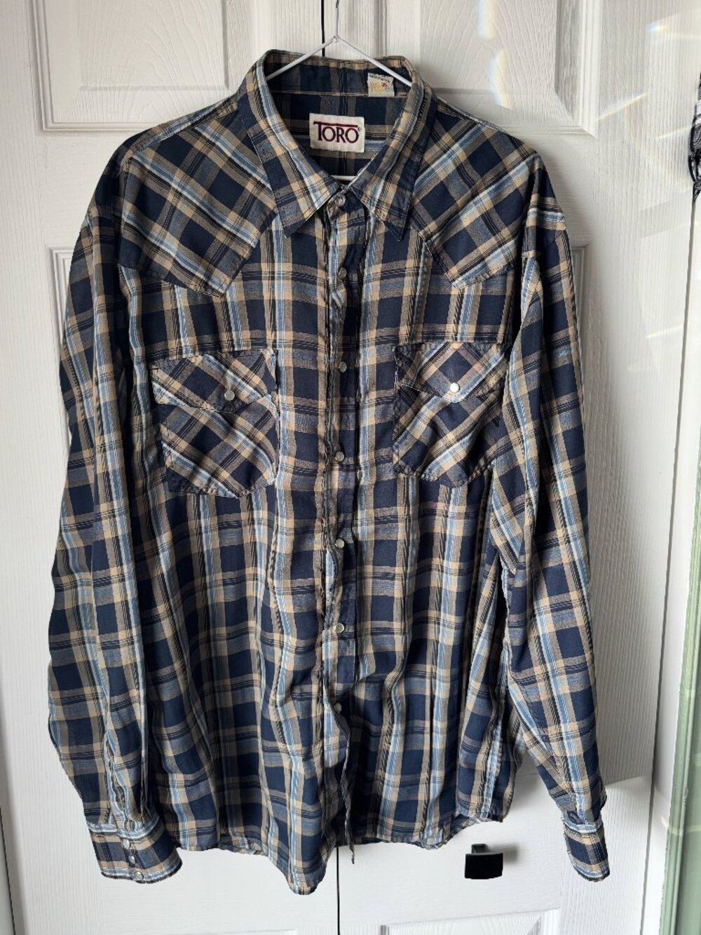 TORO Men’s XL Plaid Pearl Snap Western Shirt Cowboy Rodeo Vintage Style